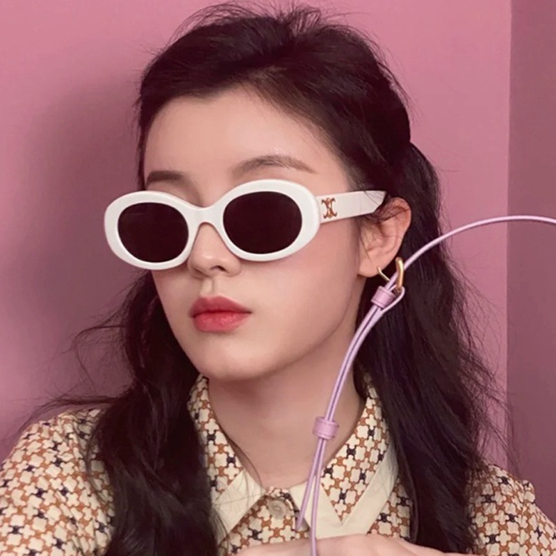 Kính Mát Hình Oval Chống Tia Cực Tím Phong Cách Retro Thời Trang Cho Nam Nữ