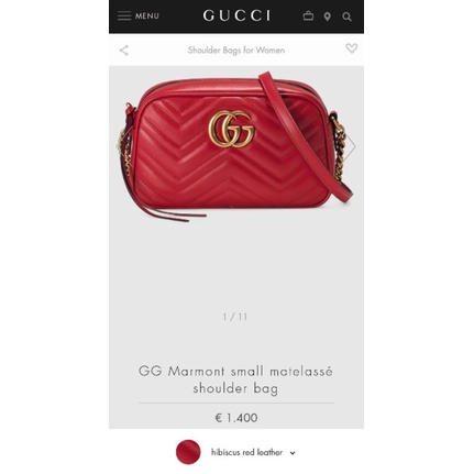 Pass thanh lý túi đeo chéo vai Gucci marmont da bò thật màu đỏ dáng hộp snapshot xuất khẩu dư xịn