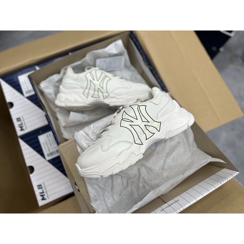 Giày MLB Big Ball Chunky, chữ NY trắng new full box