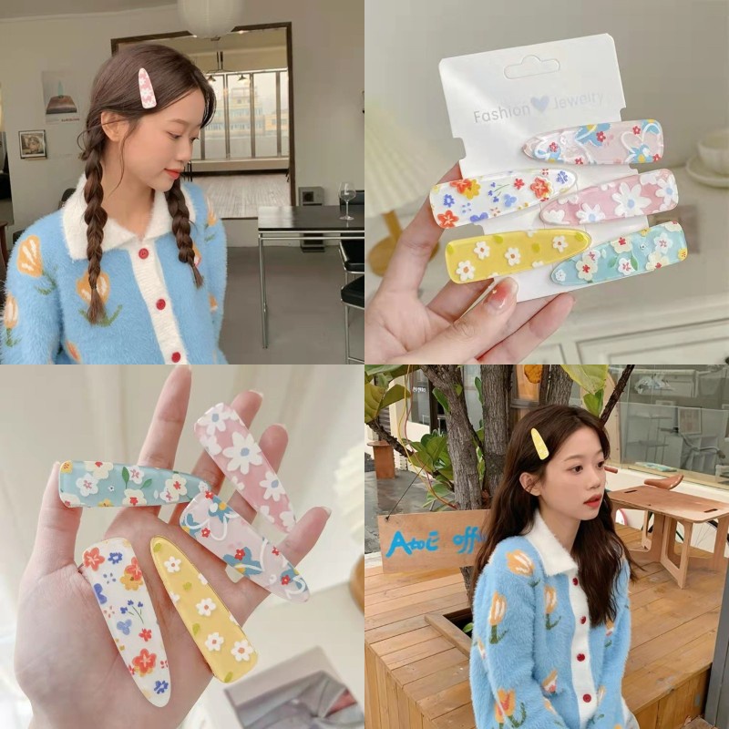 Kẹp Tóc Mái Vịt Hình Hoa Màu Kẹo Ngọt Đơn Giản Cho Nữ