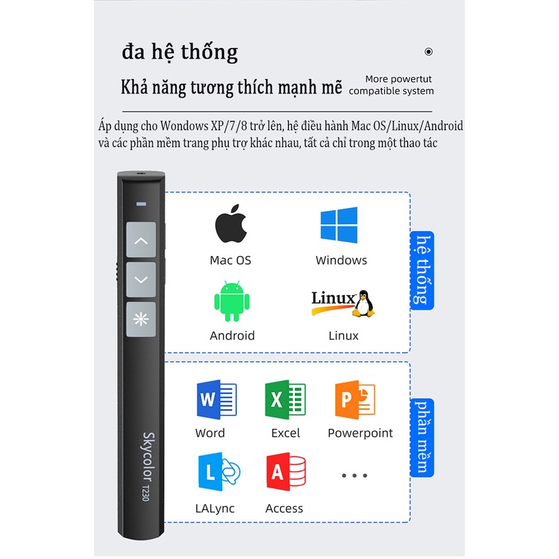 Bút Trình Chiếu Powerpoint Không Dây，bút chiếu laze，Slide Có Thể Điều khiển 2 Màn Hình，L1P Bút Thuyết Trình Lazer