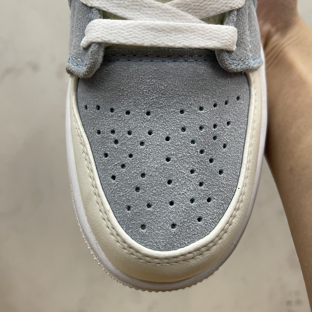 Giày Jordan 1 Mid SE Sail Light Blue, JD1 Cao Xanh Biển Nhạt; Full Box, Phụ Kiện, Tặng Vớ Trắng