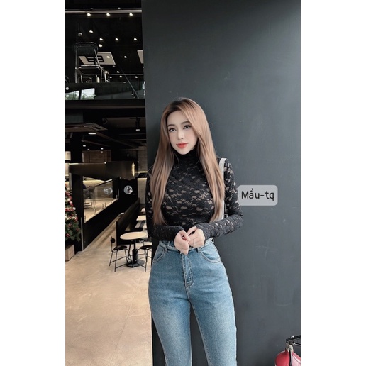 Áo ren hoa cổ lọ tôn dáng