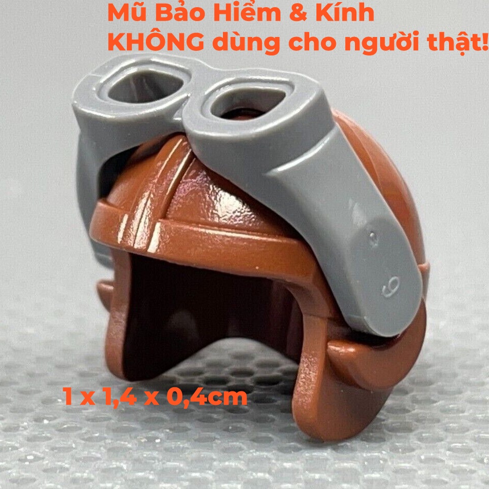 Phụ Kiện LEGO Minifigures: Mũ Bảo Hiểm 1,4cm & Kính Của Vận Động Viên Nhảy Dù (KHÔNG dùng cho người thật)