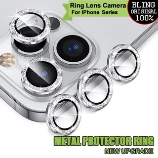 Vỏ bảo vệ camera bằng kim loại đính đá lấp lánh cho iPhone 15 14 Plus 11 12 13 Pro Max 13 Mini