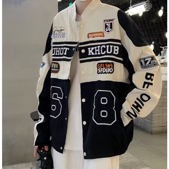 Áo Khoác Bóng Chày Dáng Rộng Phong Cách Hip Hop Cá Tính Cho Nam