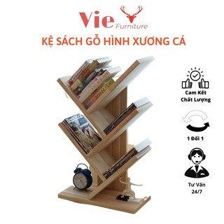 KỆ SÁCH VÂN GỖ XƯƠNG CÁ 5 TẦNG