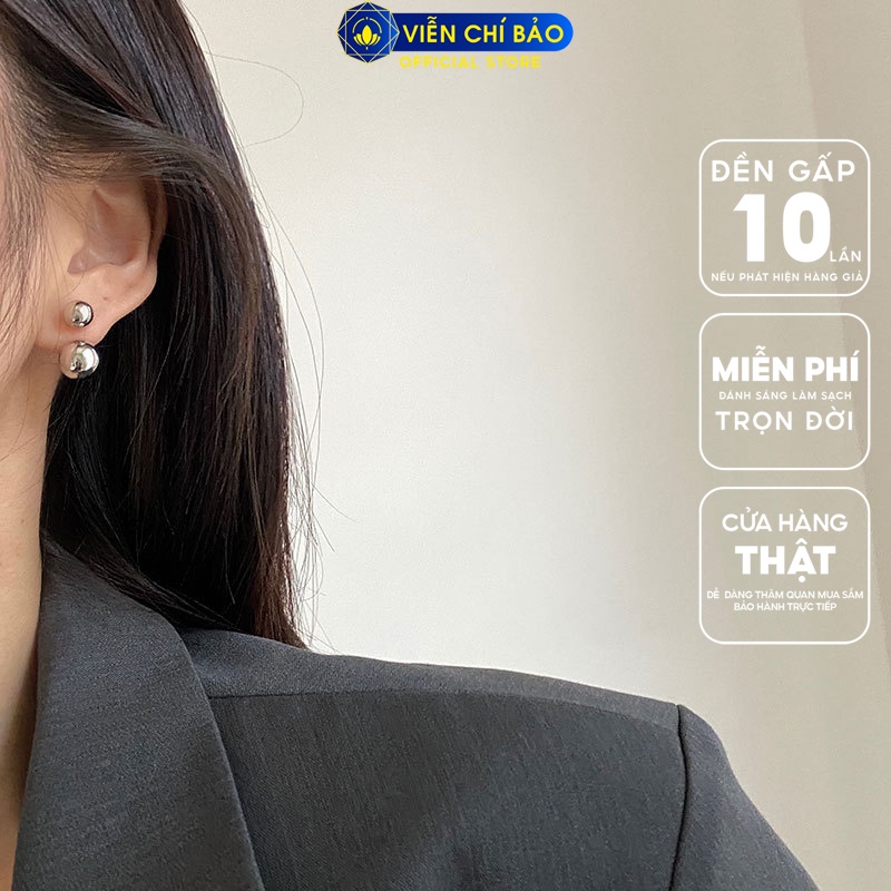Bông tai tròn bi bạc new chất liệu bạc Thái 925 thời trang phụ kiện trang sức nữ Viễn Chí Bảo B000002