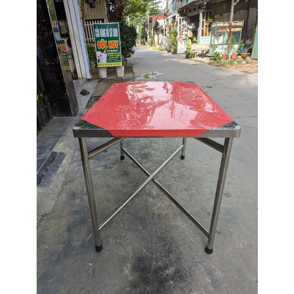 Bàn tròn xếp gọn 1M2 inox 100%
