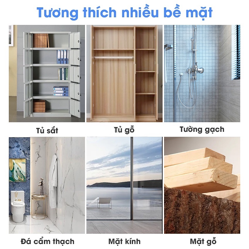 Thanh 6 Móc Dán Tường Siêu Dính Trong Suốt Treo Đồ, Quần Áo, Khăn, Đồ Dùng Nhà Bếp - Siêu Dính, Siêu Chịu Lực HSU