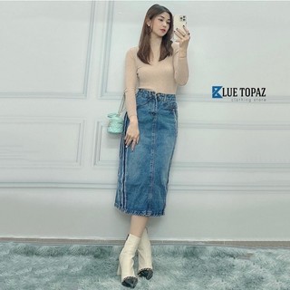 Áo len tay dài form ôm, cổ 3p