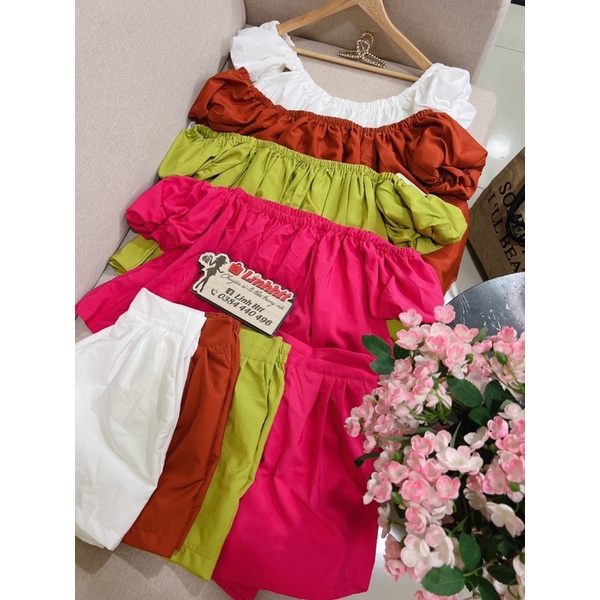 SALE | SET TRỄ VAI LỤA PHỐI QUẦN SORT FORM RỘNG ULZZANG