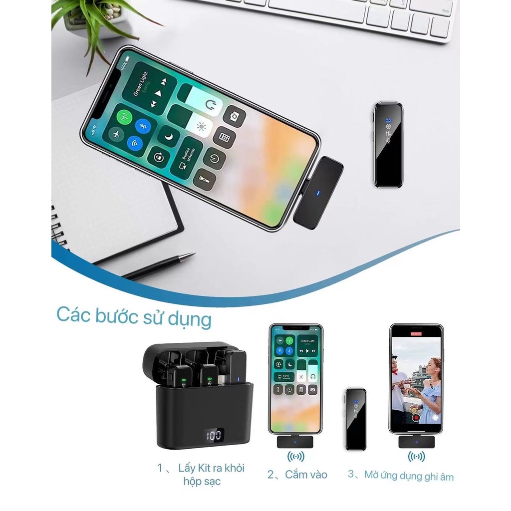 Khử tiếng ồn micrô không dây để phát trực tiếp và quay video