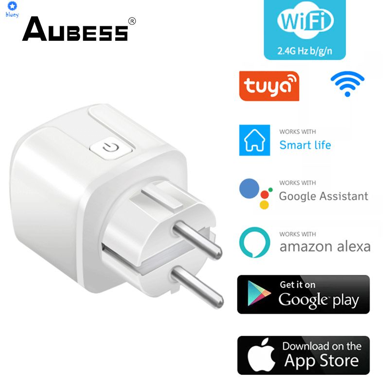Ổ Cắm Từ Xa Không Dây Wifi Phích Cắm Eu Ổ Cắm Hẹn Giờ Thông Minh Ổ Cắm Điện Thông Minh Máy Tính Chống Cháy Gia Đình Eu Điều Khiển Bằng Giọng Nói 【Bluey】