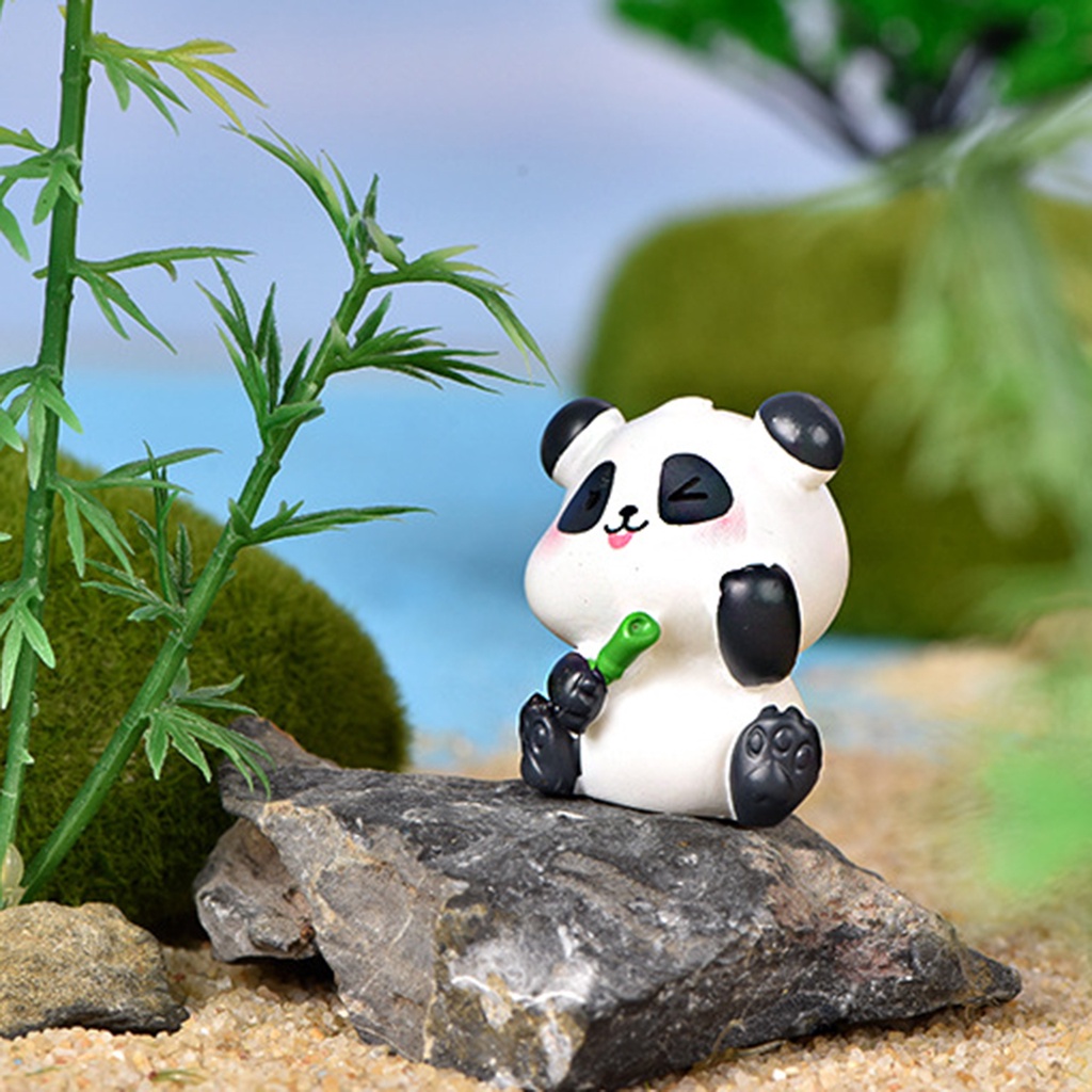 Mô Hình Gấu Trúc Hoạt Hình Bằng Nhựa Resin Dễ Thương Trang Trí Sân Vườn