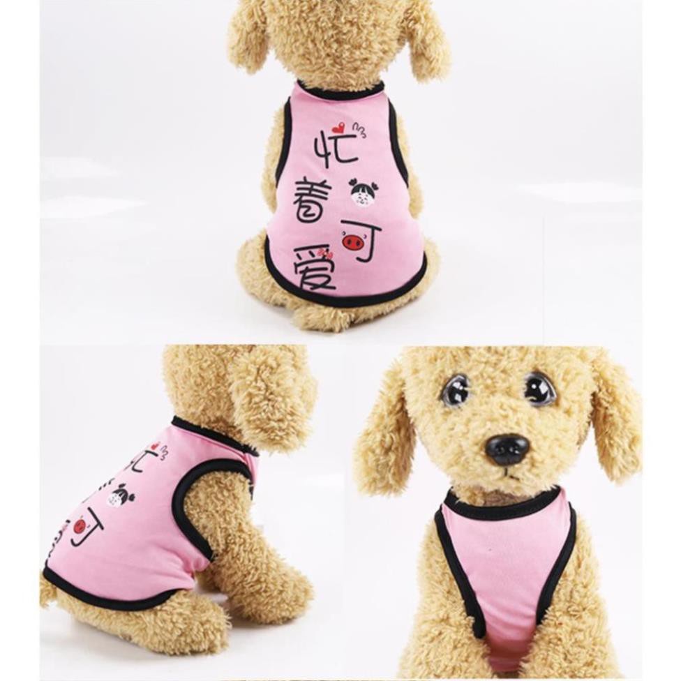 Quần áo cho chó mèo in hình cute loại ba lỗ (hè thu) đủ size