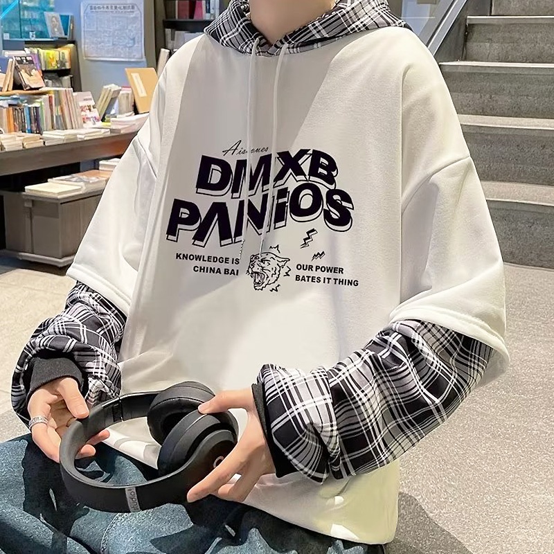 Áo Hoodie Giả 2 Lớp In Chữ Phong Cách Hàn Quốc Chất Lượng Cao Cho Nam