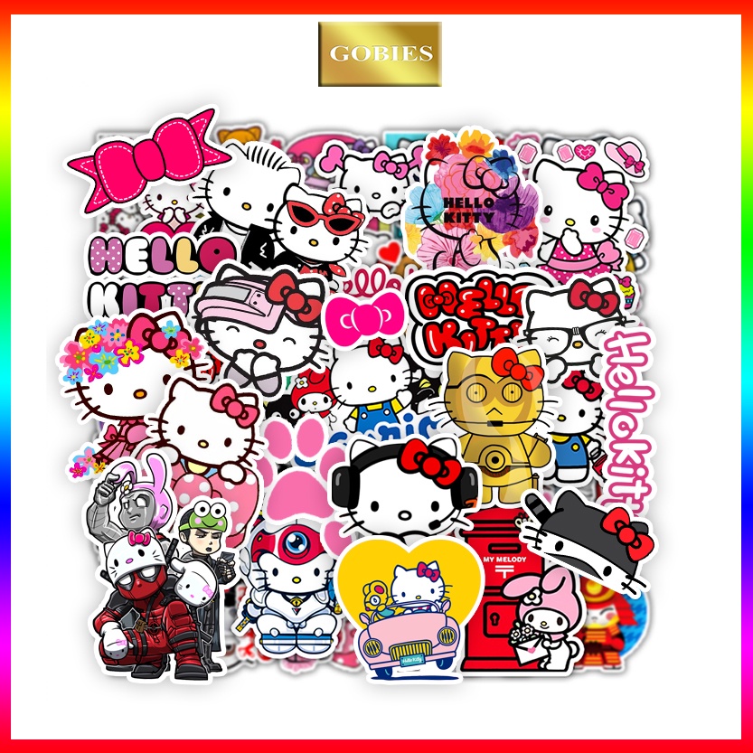 Set Sticker hello kity Siêu Đáng yêu Dán Laptop , Nón Bảo Hiểm , Vali ,đàn guitar, Máy Tính , điện thoại,Chống Nước