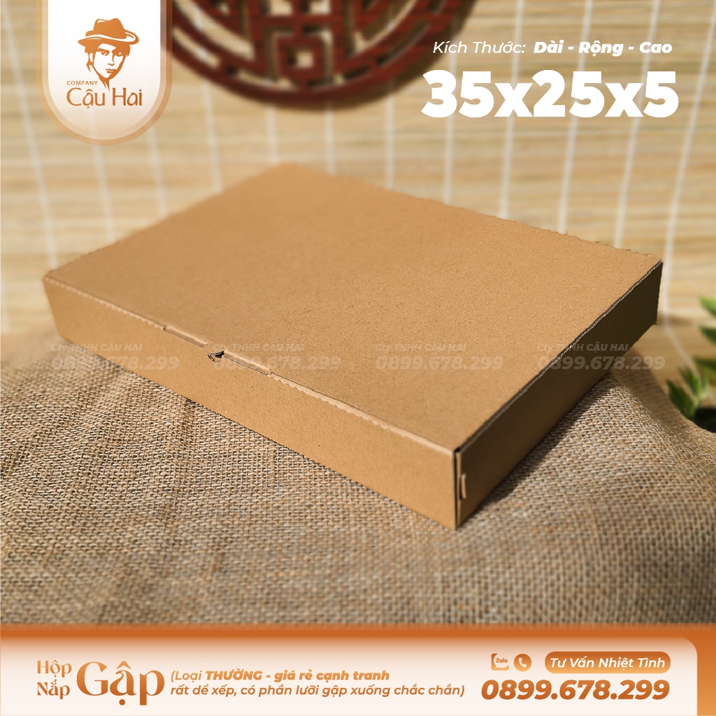 Set 50 hộp carton nắp GẬP 35x25x5