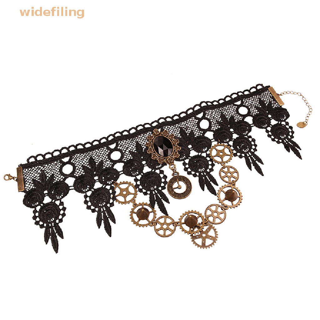 Vòng Cổ Choker Ren Bản Rộng Phong Cách Steampunk Cổ Điển