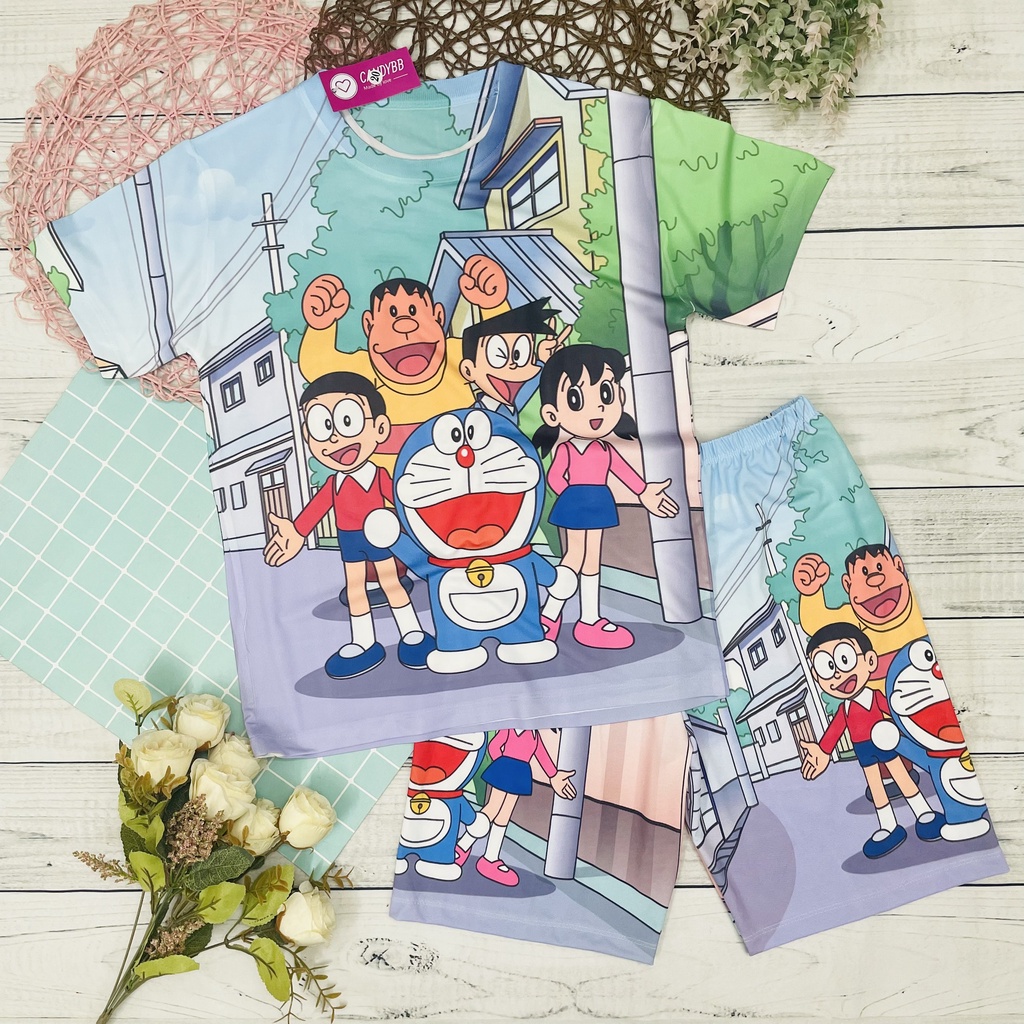 Bộ thun ngắn 3D Doremon bé trai ( hàng order 3-5 ngày có hàng )