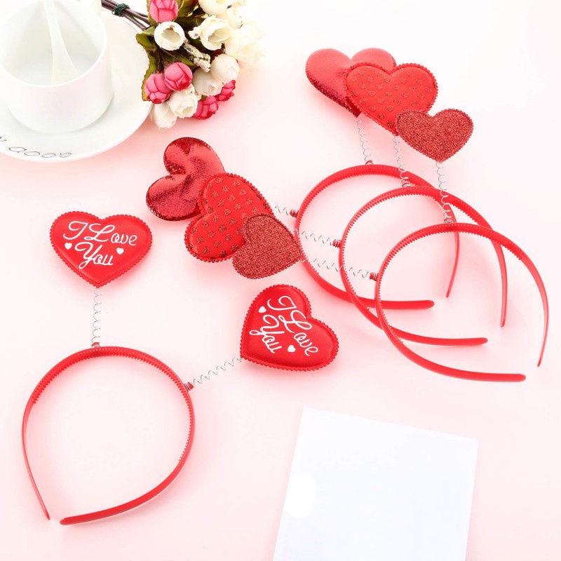 Băng Đô Cài Tóc Co Giãn Chống Trượt Hình Trái Tim Màu Đỏ Cho Nam Nữ