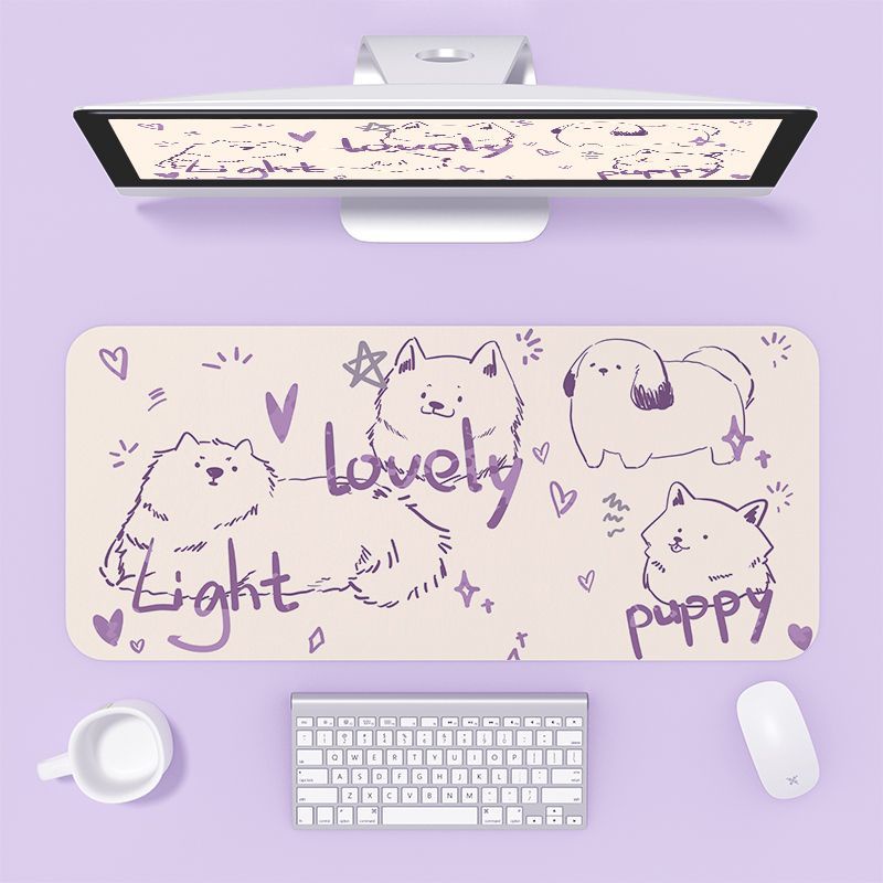 Miếng Lót Chuột / Bàn Phím Laptop Bằng Da Chống Trượt Hình Mèo Hoạt Hình Dễ Thương