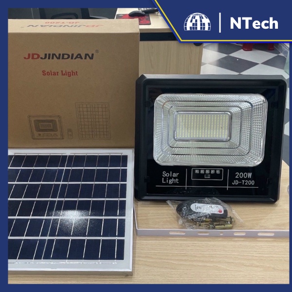 Đèn năng lượng mặt trời 200w mã JD-T200 JINDIAN - Khung Nhựa ABS - BH 1 năm