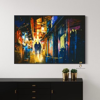 Tranh Canvas | Phố Đêm 1FHLANS012 | Tranh Đã Căng Khung | Tặng Kèm Đinh Đa Năng 78Decor