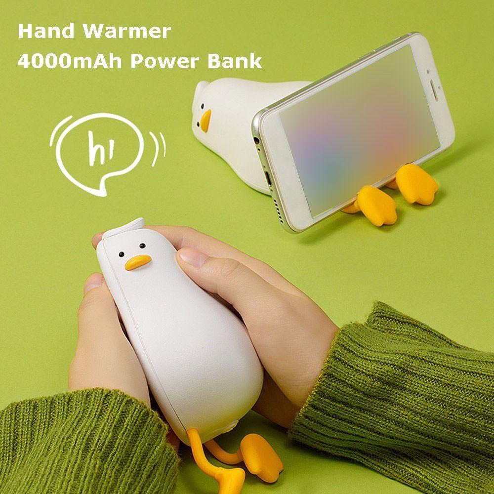 Sạc Dự phòng Kết Hợp Với Sưởi Ấm Tay Bụng dung tích 4000mAh làm ấm tay giá đỡ điện thoại di động Cổng USB Hình Chú Vịt