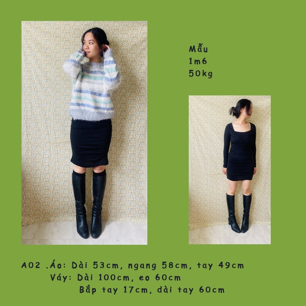 Set áo len cùng váy 2hand