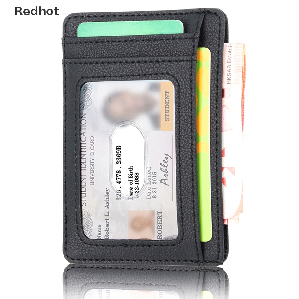 &lt; Redhot &gt; Ví Da Đựng Thẻ Tín Dụng / Tiền Xu Có Kẹp Tiện Lợi RFID Dành Cho Nam