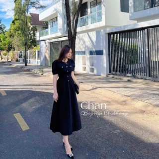 [CHAN BIGSIZE] Đầm midi phối cúc bigsize