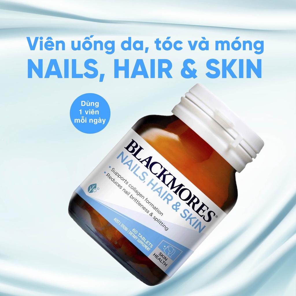 Viên uống chăm sóc tóc, da, móng Nail, Hair and Skin Blackmores Úc 60 viên