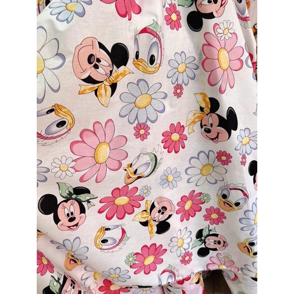 vải thô cotton mềm mát may váy áo cho bé siêu hot hình chuột micky