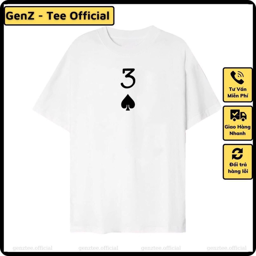 Áo thun 3 Bích hài hước phong cách trẻ trung năng động form rộng nam nữ đủ size