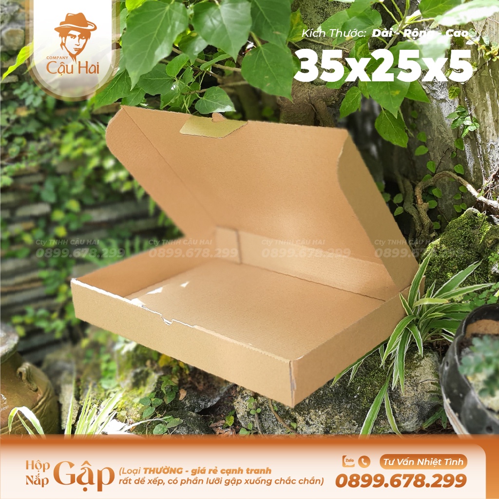 Set 50 hộp carton nắp GẬP 35x25x5