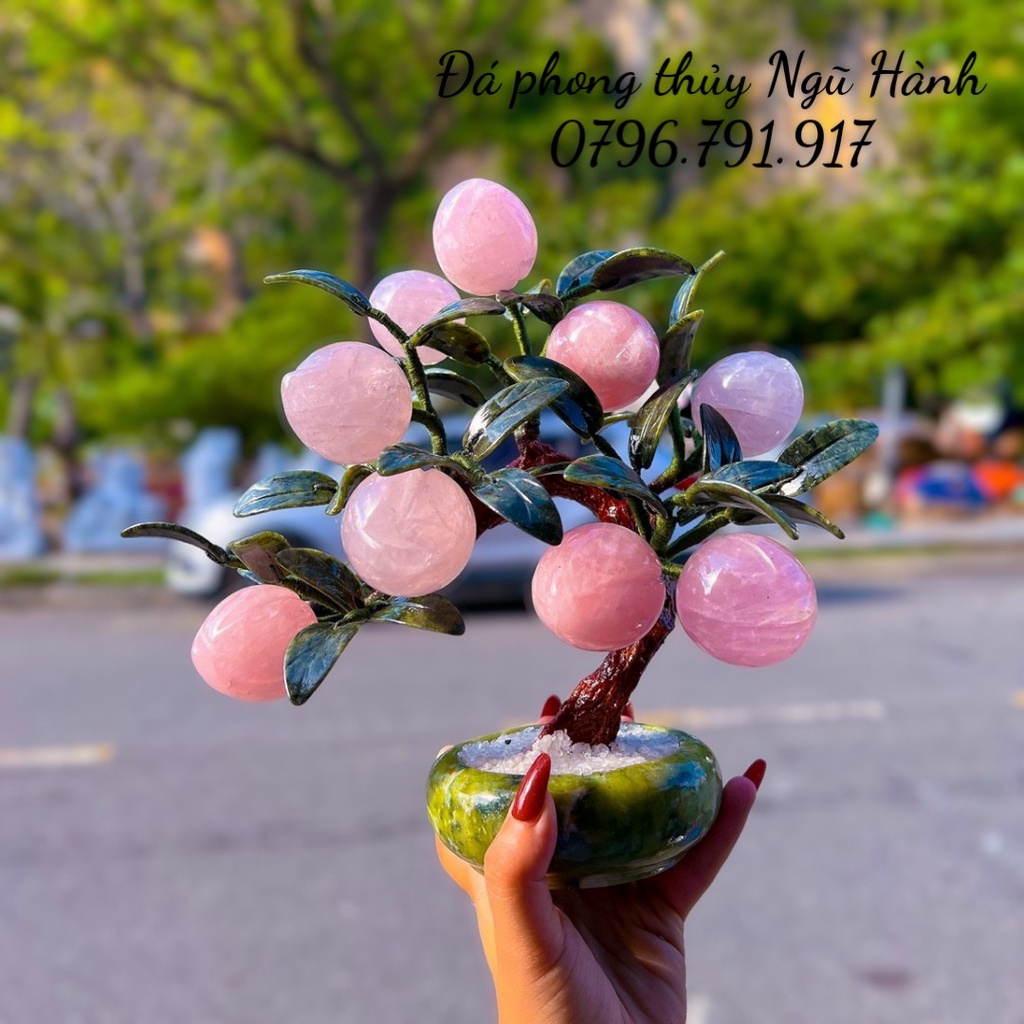 Cây đào đá ngọc hoàng long & đá thach anh hồng đế tròn siêu đẹp - hàng đẹp kiểm định