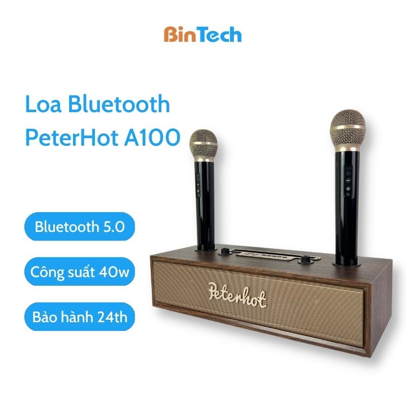 Loa karaoke bluetooth Peterhot A100 BINTECH 2 micro không dây, âm thanh siêu hay, bảo hành 12 tháng