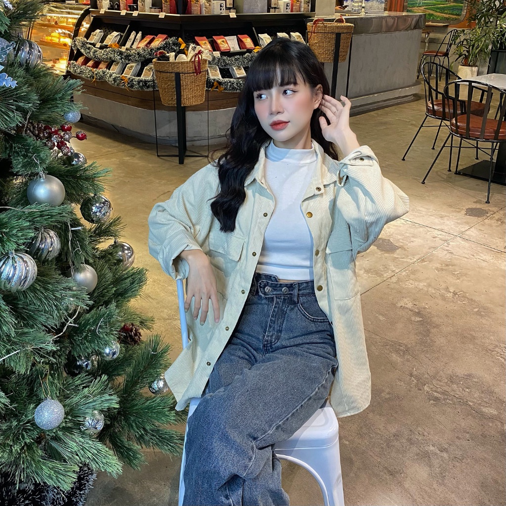 Áo Khoác Sơ Mi Nhung Tăm Nam Nữ Trơn 6 Màu Ulzzang Unisex