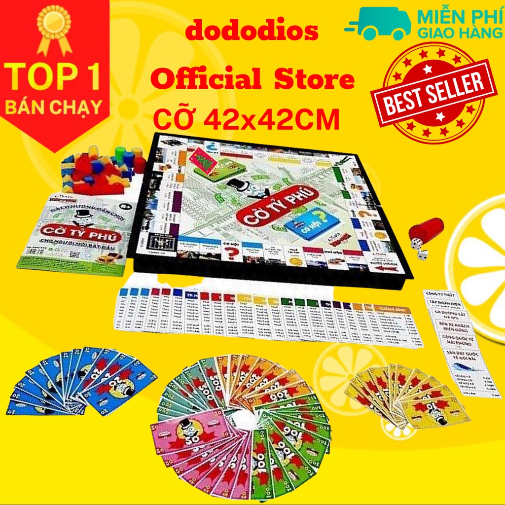 [Loại lớn] Cờ Tỷ Phú - Monopoly - bàn NHỰA cao cấp 42 x 42cm - Trò chơi rèn luyện tư duy tài chính - chính hãng dododios