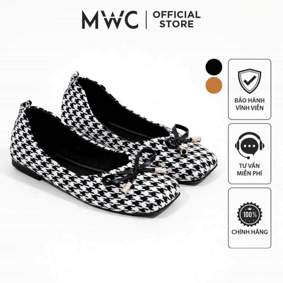 Giày MWC 2253 - Giày Búp Bê Đế Bệt Đính Nơ Xinh Xắn Thời Thượng