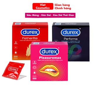 Combo 3 Hộp Bao Cao Su Durex Size (49-52mm) -Hộp 3 Bao Siêu Mỏng, Kéo Dài Thời Gian Yêu , Bcs Gân Gai Durex