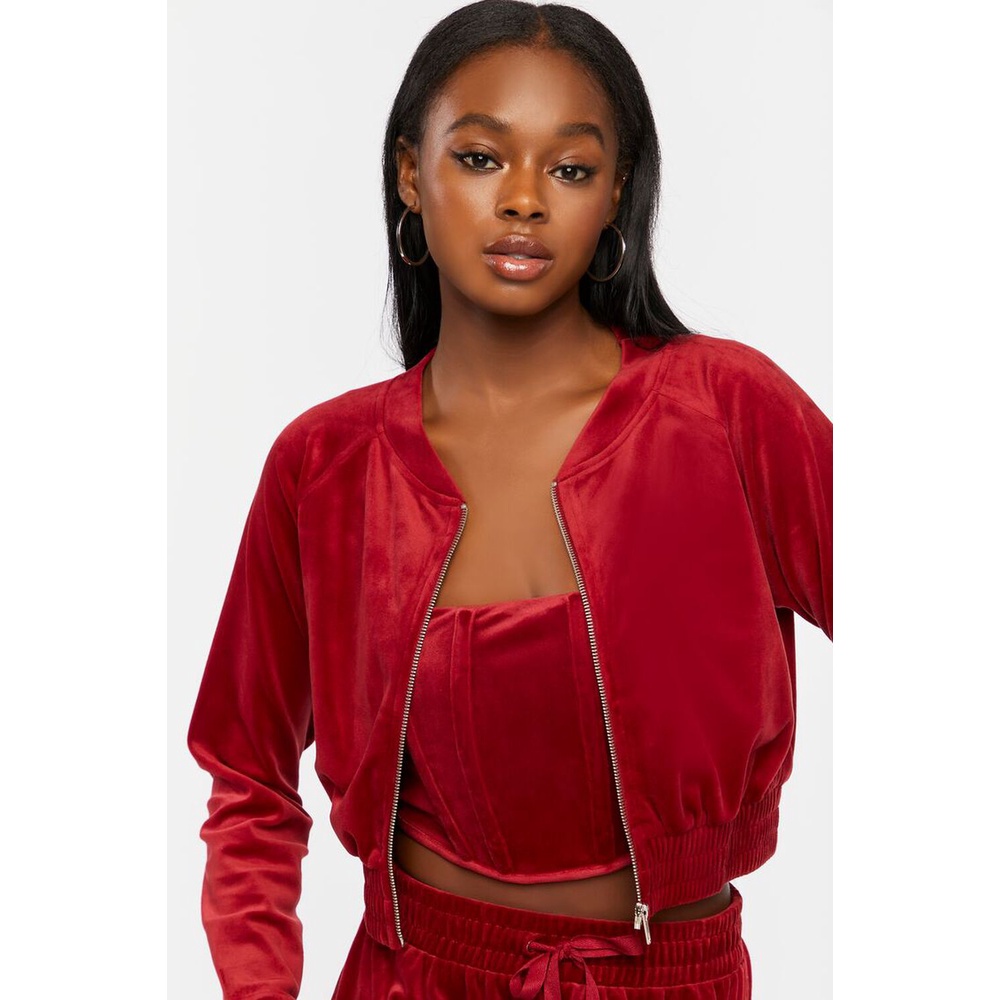 C0387 - Áo khoác nhung croptop F21 trơn