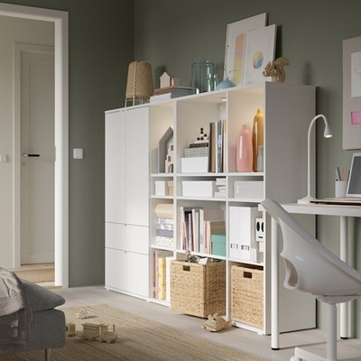 SOSIA, COMBO kệ để đồ đồ dùng kèm tủ hộc kéo STO_079, 200x37x140cm, kệ gỗ tủ gỗ Scandi Home