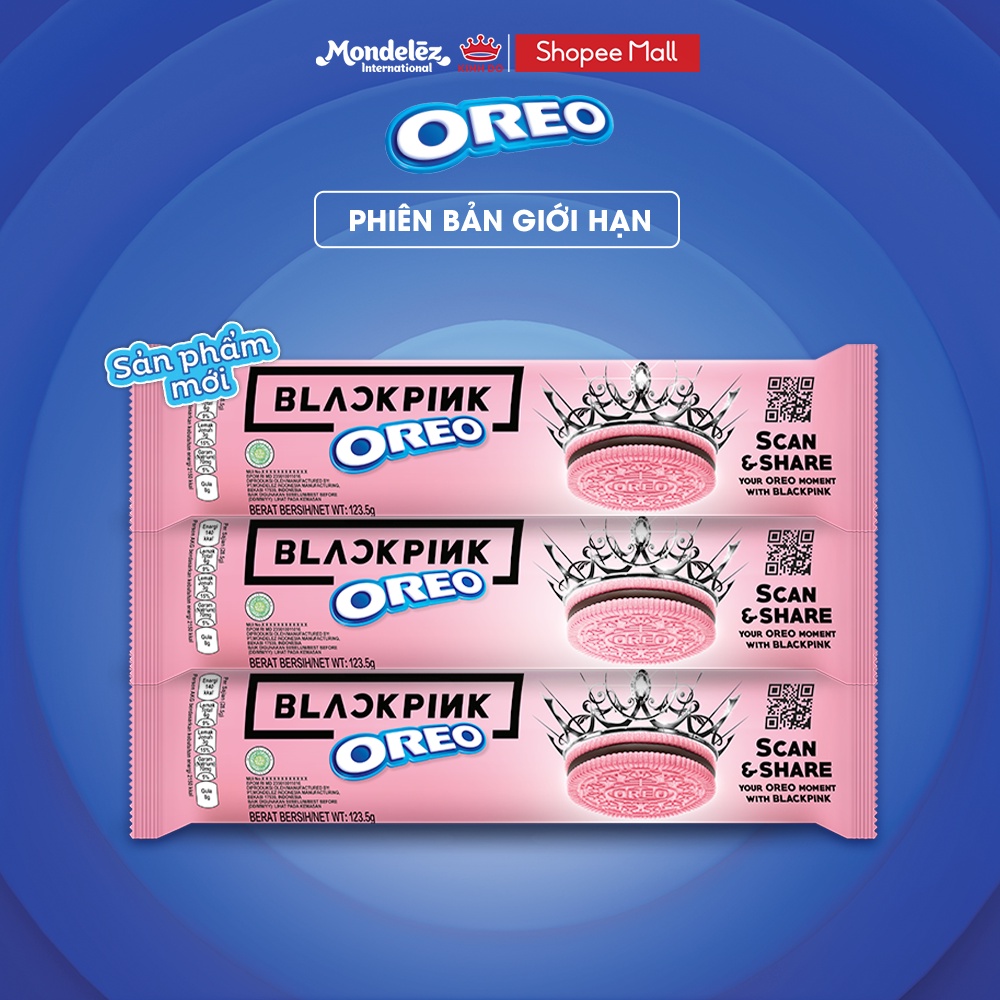Bánh quy OREO BLACKPINK pink version, combo 3 thanh x 123.5g