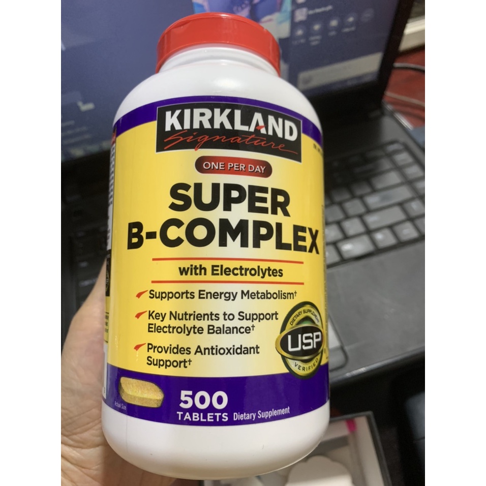 Viên uống Super B - Complex Kirkland 500 viên bổ sung Vitamin B tổng hợp của Mỹ
