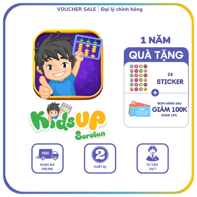 Kids up soroban (bàn tính ảo) 1 năm - Toàn quốc [E-voucher] - Voucher mã học TOÁN TƯ DUY NHẬT BẢN