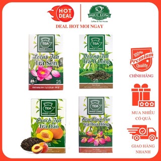 Trà túi lọc phúc long trà xanh/hoa sen/hoa hồng/olong/hồng trà/trà lài hộp 25 gói