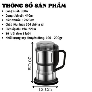 Máy xay bột khô Siêu Mịn Công Suất 300W, Máy xay hạt cà phê, xay bột ngũ cốc, xay gia vị